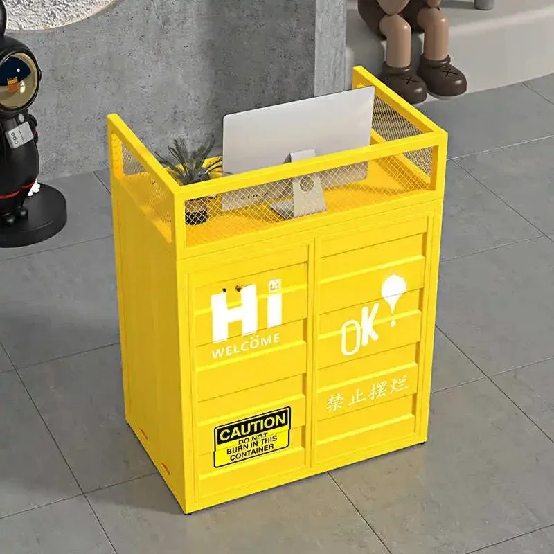 y9.1-Industrial Style Retro Iron Art Bar Hot Pot Restaurant Clothing Store Container Small Cashier Counter Reception Desk