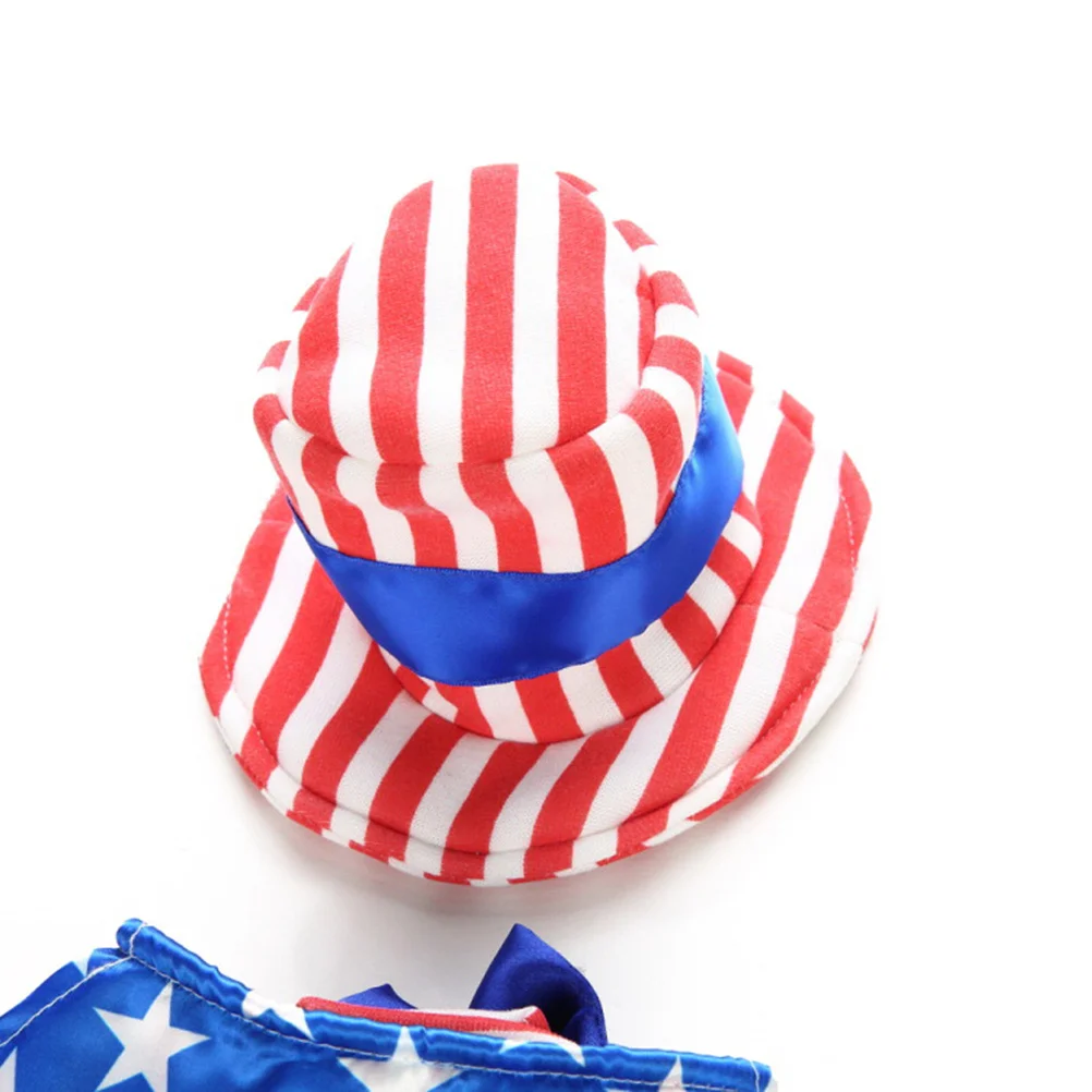 

Dog Costume Usa Flag Style Size Pet Clothes Bowknot Dress Stripes for Independence Memorial