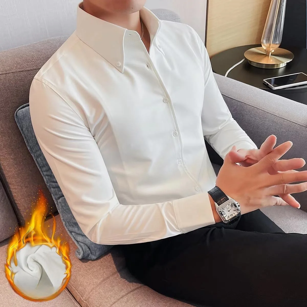 

Зимние утолщенные бархатные однотонные рубашки во французском стиле с большим острым воротником, мужские роскошные длинные облегающие смокинги высокого качества для вечеринок