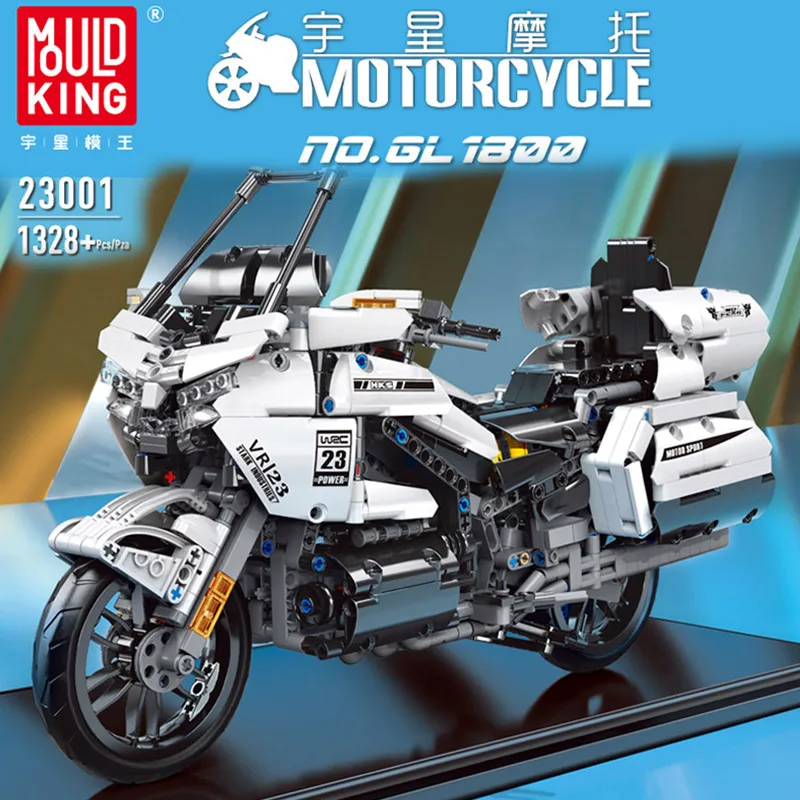 MOULD KING NEW 23001 GL1800 Motorcycle Building Blocks  Assemble Bricks Toys Kids Collector Birthday Christmas Gifts