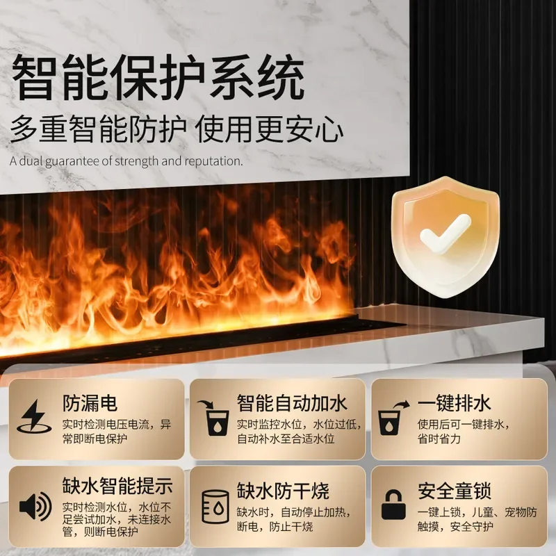 Factory direct sales European 3D electronic atomization fireplace light Embedded humidifier Stainless steel atomization