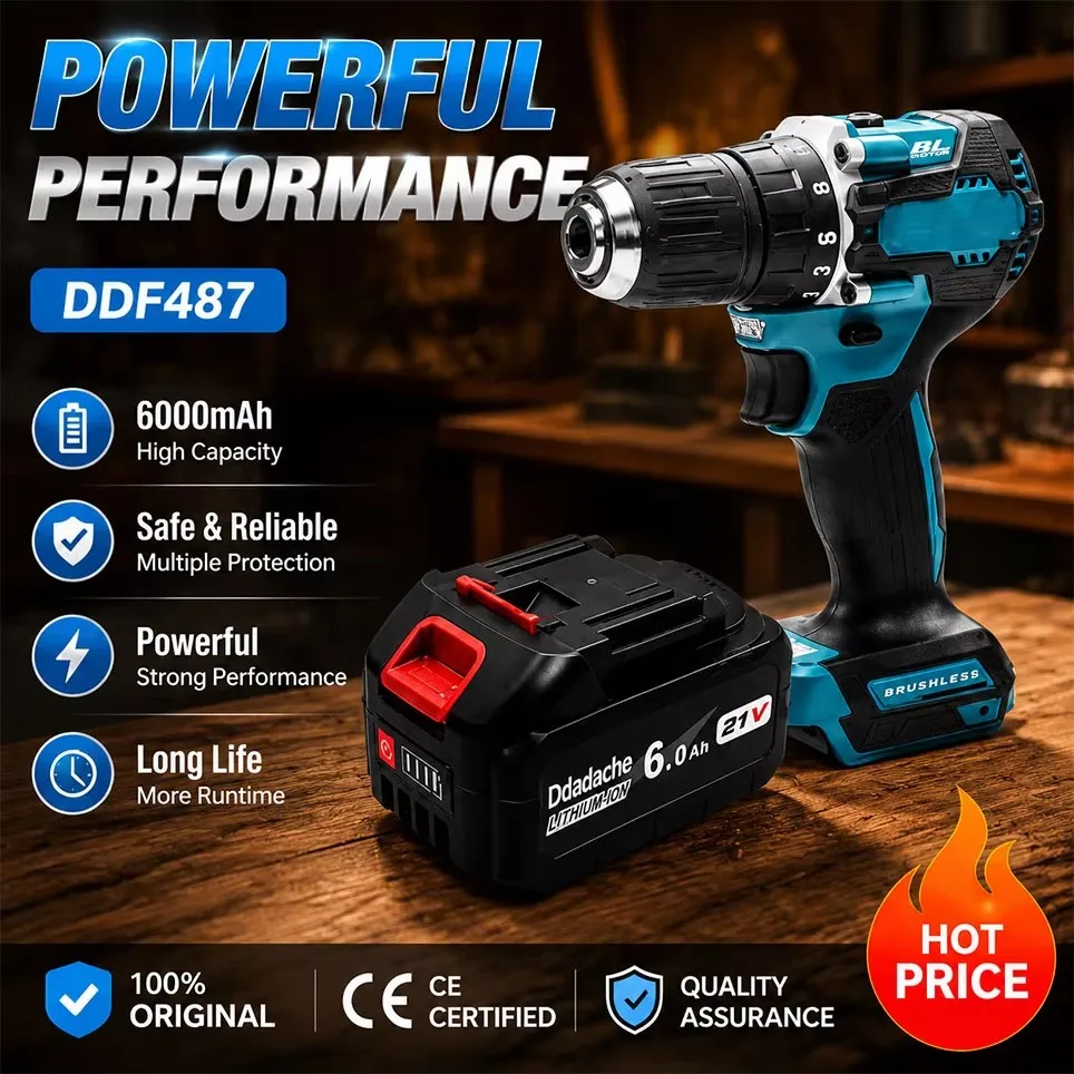Batterie rechargeable au lithium-ion de grande capacité 6000mAh 5S2P 21V, compatible avec la scie à chaîne Makita, la clé à chocs, le remplacement de la batterie des outils électriques