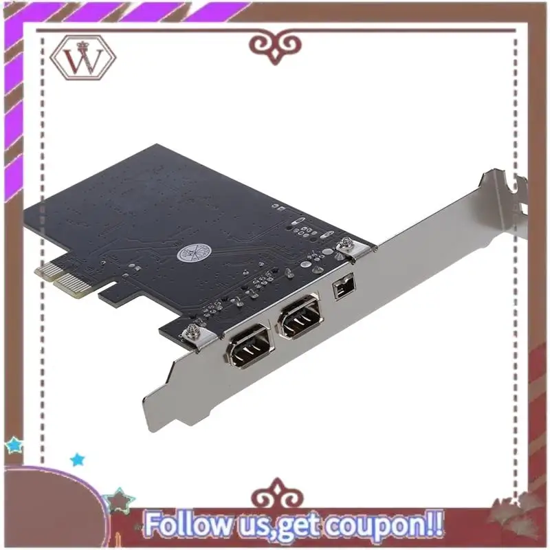 Latest 2X PCI Express X1 PCI-E Firewire 1394A IEEE1394 Controller Card 3 Port For Desktop