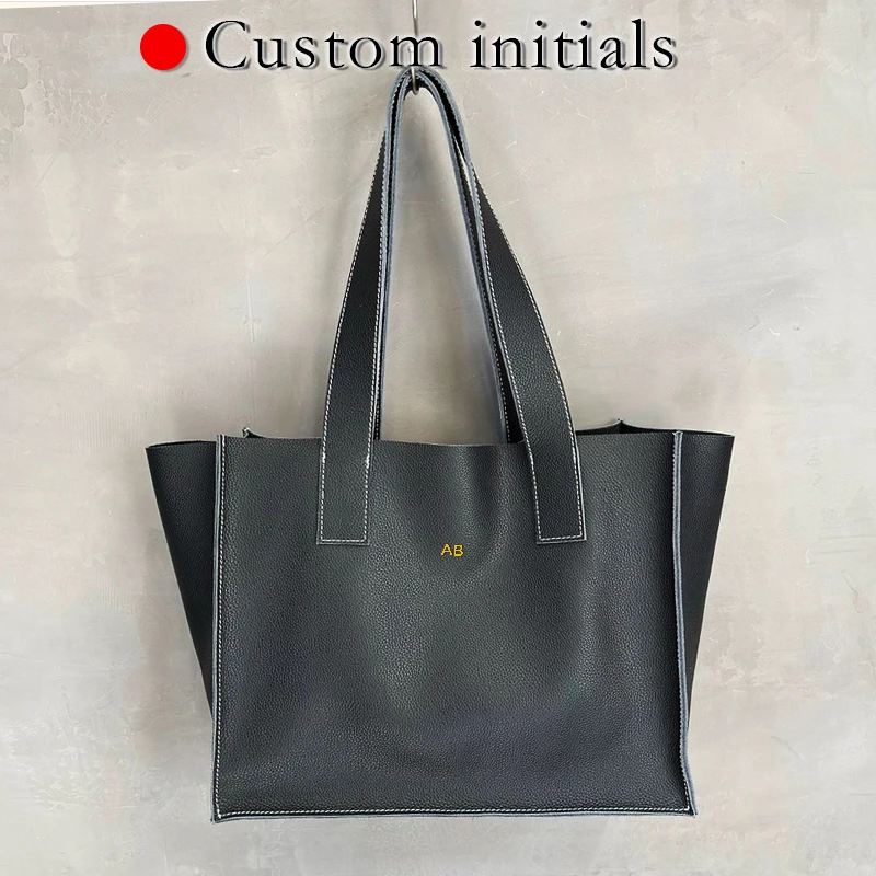 Custom Initials Leather Tote Bags For Women Luxury Designer Handbags Purses 2026 New In Cowhide Large Capacity Underarm Shoulder