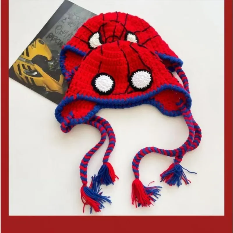 Marvel Spiderman Peripheral Movies sombrero de lana cálido para niños, dibujos animados divertidos, padres e hijos, al aire libre, regalo de invierno