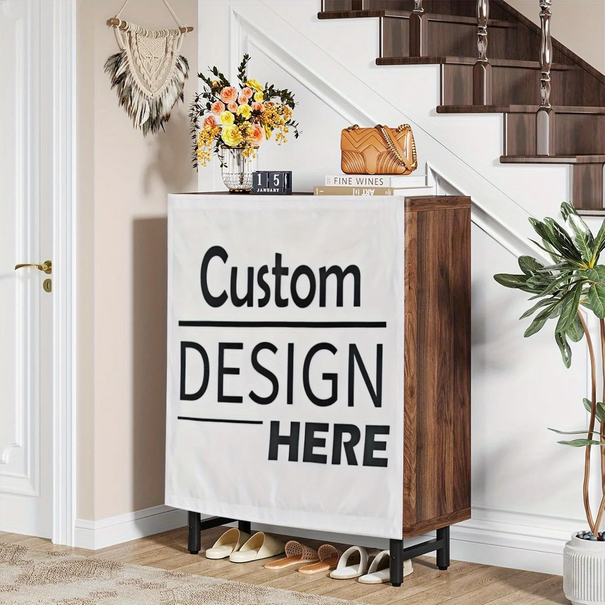 Personalized Polyester Flag Banner with Hook-and-Loop Magic Tape – Quick Installation, Customize with Logo/Photo/Text