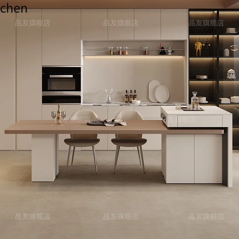 YFY minimalist island table integrated retractable rock slab large apartment high-end mid-island table