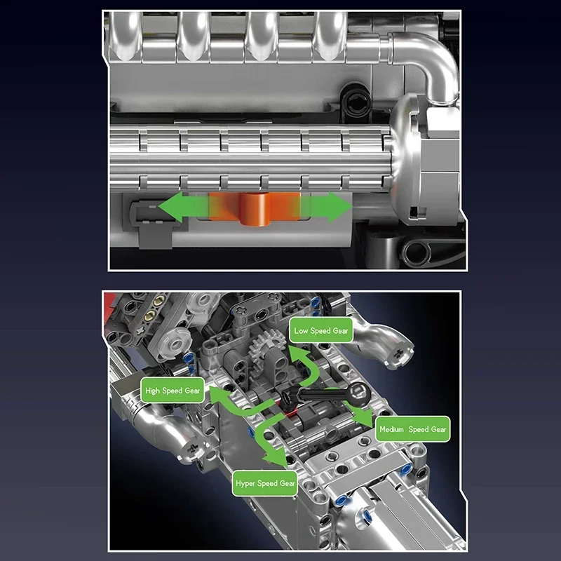 M8 coche deportivo V8 Motor W16 V8 modelo Kits de bloques de construcción de coche Control de engranajes Motor Drive simulación Visual colección adornos juguete