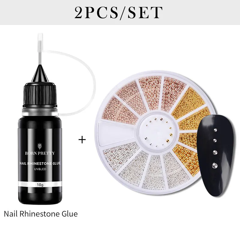 BORN PRETTY 10g Nagel-Strass-Kleber zum Aufkleben des Bohrers, transparenter Nagelkleber, Soak Off UV-LED-Nagelkunst-Gel-Lack