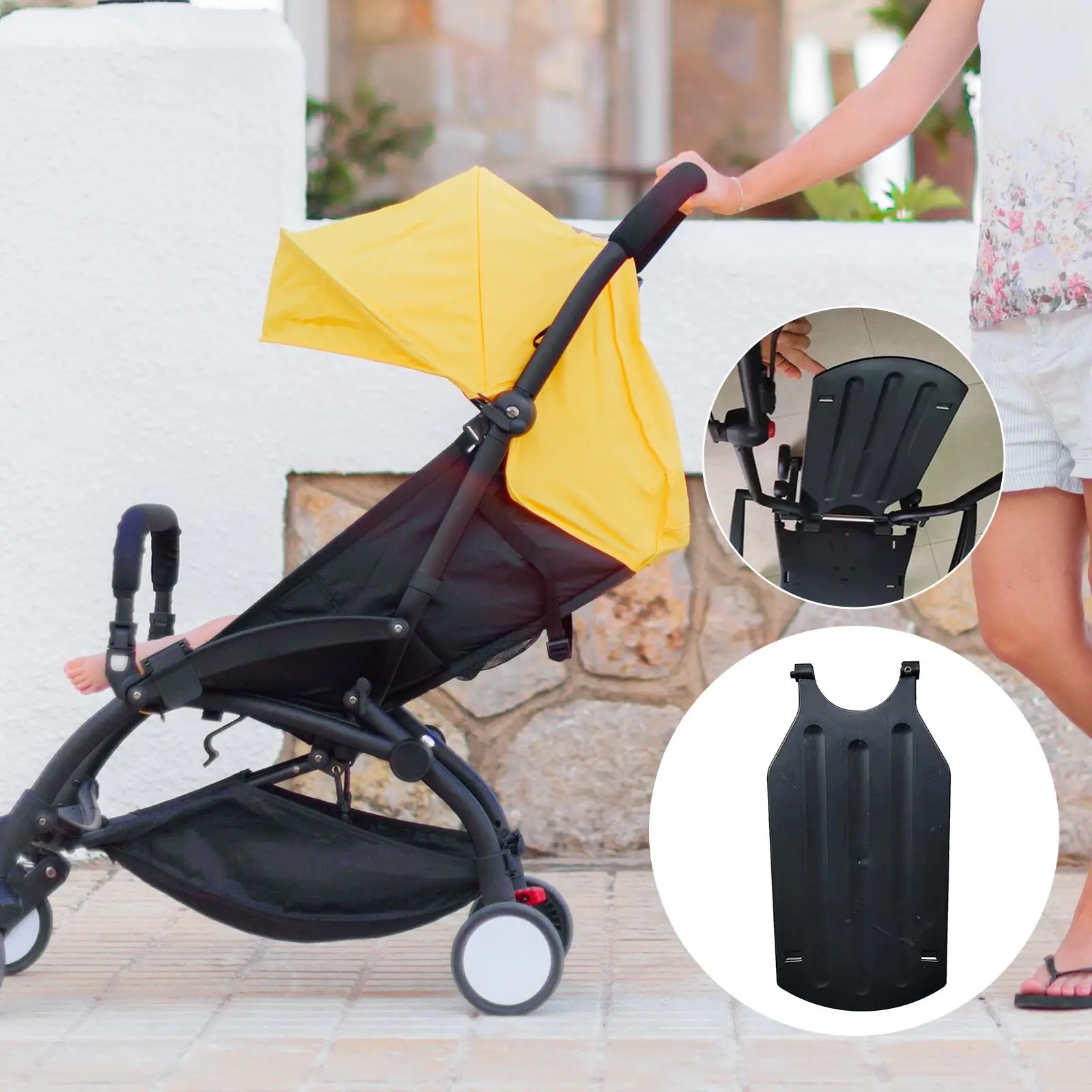 Durable Universal Stroller Backrest Board PVC Black Baby Carriage for seat Support Panel Lightweight Accessory for Travel and