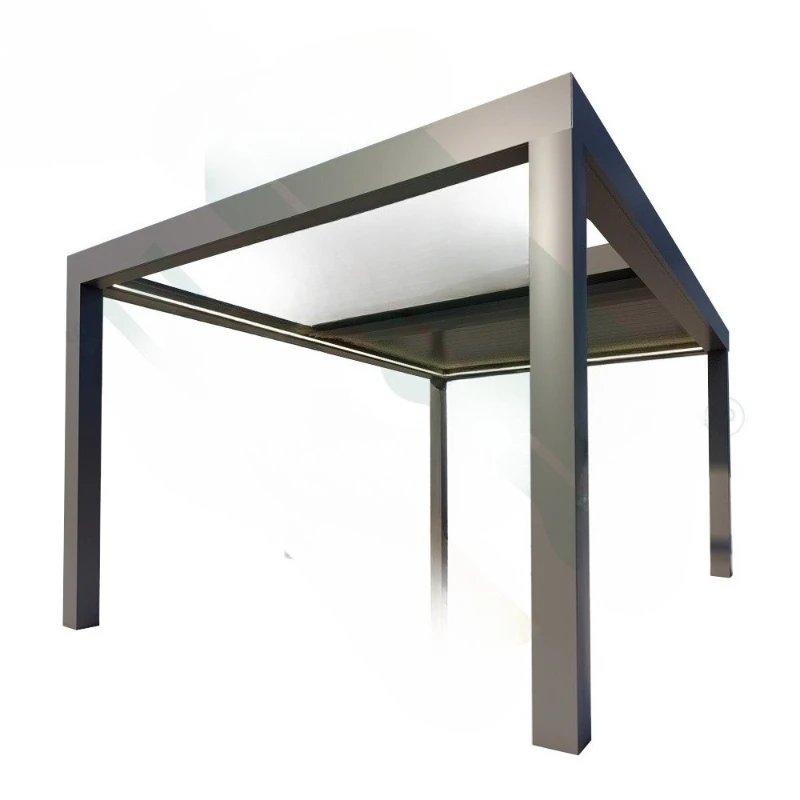 

Aluminum alloy new Chinese sunshade terrace canopy retractable pavilion flipped louver pavilion