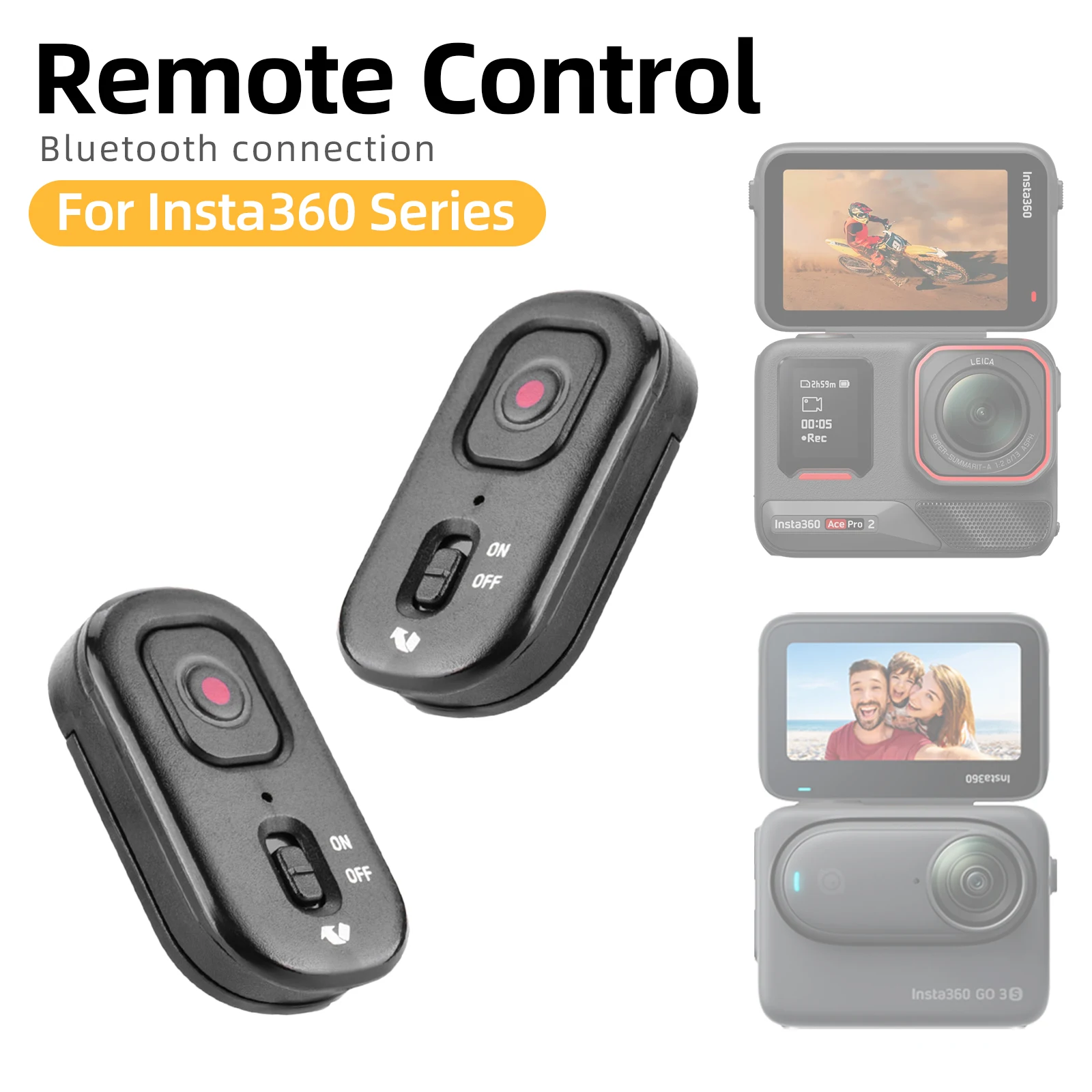 جهاز تحكم عن بعد بلوتوث لـ Insta360 X5/X4/Ace Pro 2/Ace Pro/Go 3S ملحقات وحدة تحكم بزر تحرير مصراع التصوير الفوتوغرافي