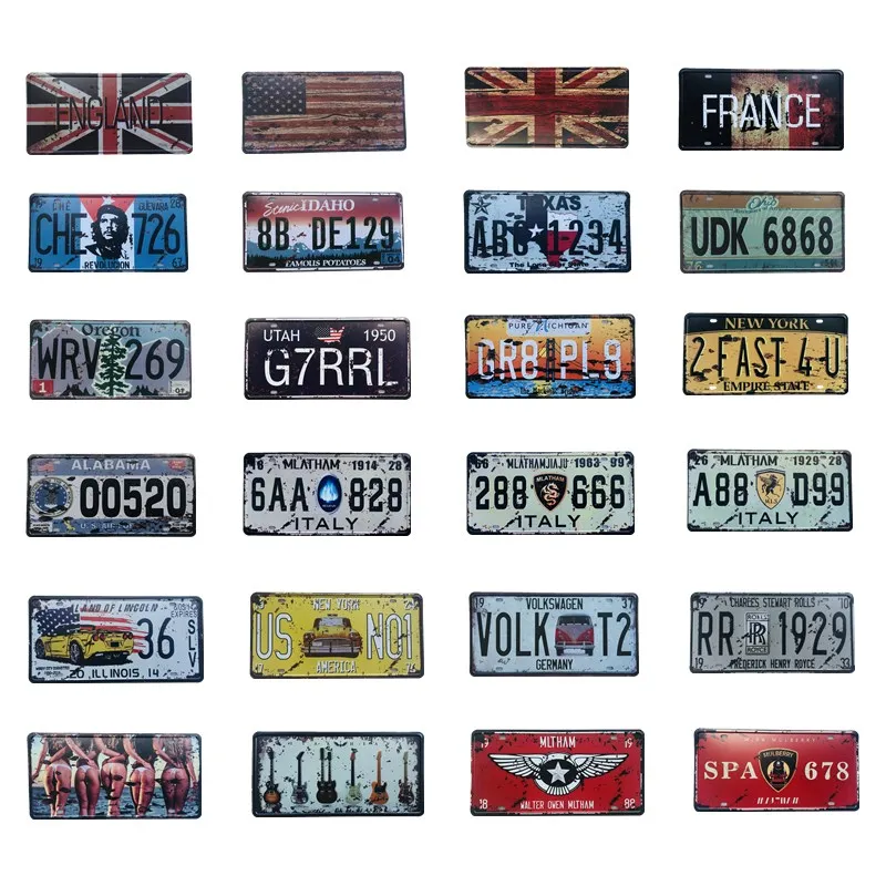 

Vintage Metal Tin Signs Car License Plate Plaque Plate Plaque Poster Bar Club Wall Garage Home Decor 15x30cm