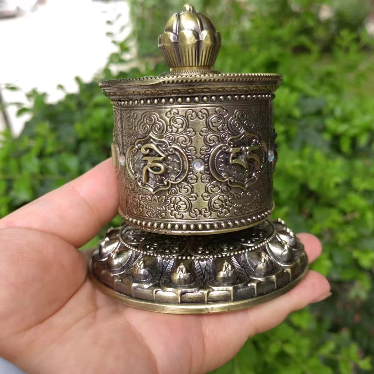 Tibetan Buddhist Handcrafted Prayer Wheel Wall Hanging Nepal Om Mani Mantra Copper Held Prayer Wheel  Tibetan Prayer Wheel for