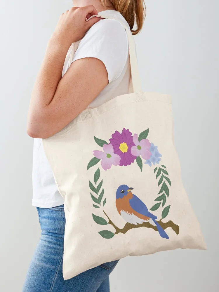 

Floral Eastern Bluebird Tote Bag Customizable tote bag tote bag men eco folding Women's shopper