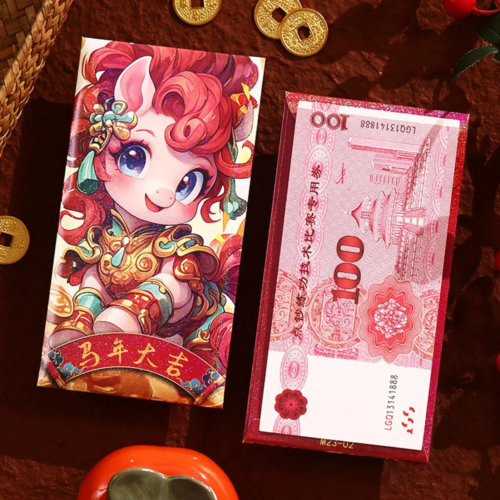 مظاريف النقود الحمراء 6 قطع حزمة نقدية على شكل حصان 2026 مغلفات ورقية للعام الصيني الجديد للأولاد والبنات والكبار والأصدقاء وأعياد الميلاد