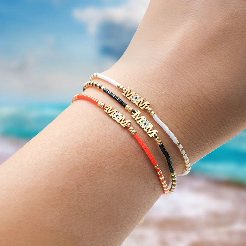 ZMZY Mother’s Day Bracelet Stainless Steel Mom Bracelet Cute Sports Jewelry for Women Family Miyuki Beads