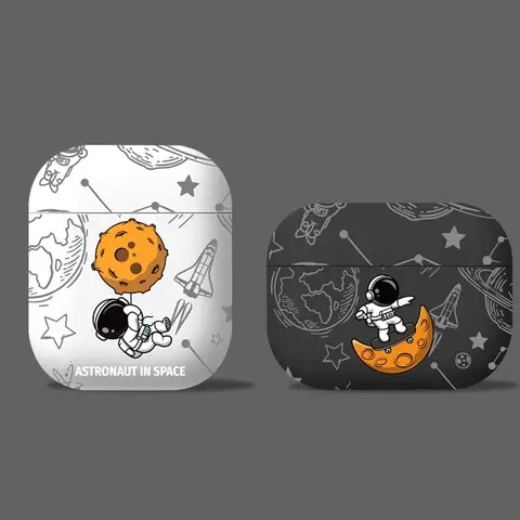 우주 비행사 스페이스 문 소프트 이어폰 케이스 Airpods 4 2024 3 2 1 Pro 2 헤드폰 커버 Air Pods Pro2 3 세대 Custodia Best5