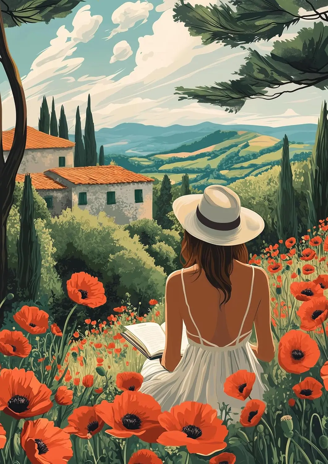 Tuscany Poppy Field Jigsaw Puzzle 120 300 500 520 1000 1314 1500 Pieces Scenic Puzzle for Relaxation and Travel Enthusiasts
