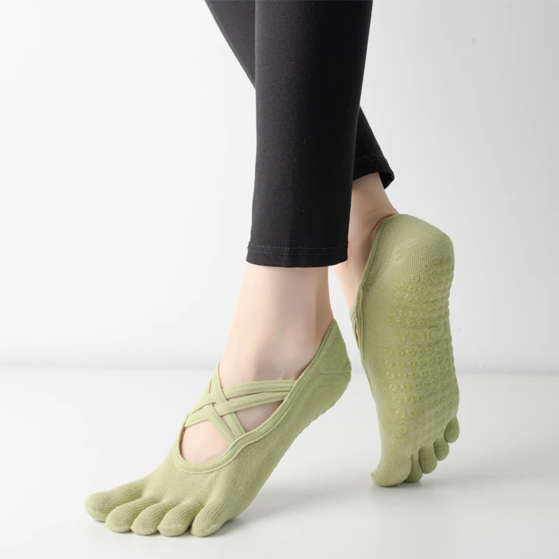 Neue Frauen Anti Slip Pilates Socken Fünf Kappe Silikon Non-Slip Yoga Socke Verband Ballett Tanz Damen Fitness Sport baumwolle Socke – Detail 5