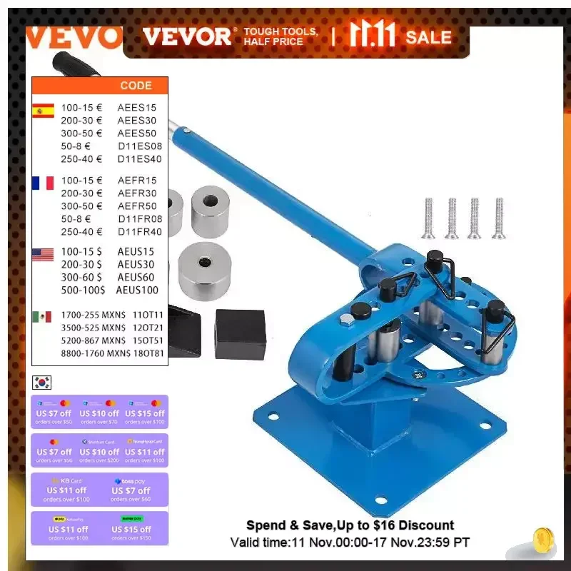 Vevor-manual Bench Steel Tube Bending Kit Tubo Bender Yp-9 Morre Multifunções Flat Bar Rod Brake Bends Tool Compact 13