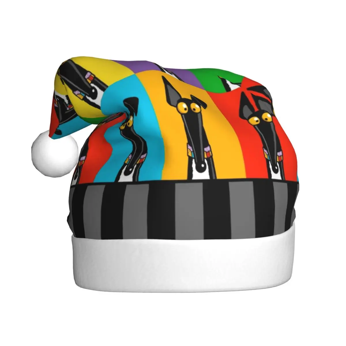 Greyhound Semaphore Christmas Hats for Adult Men Women Whippet Lurcher Dog Animal Lover Santa Hat Cap Cosplay Gifts