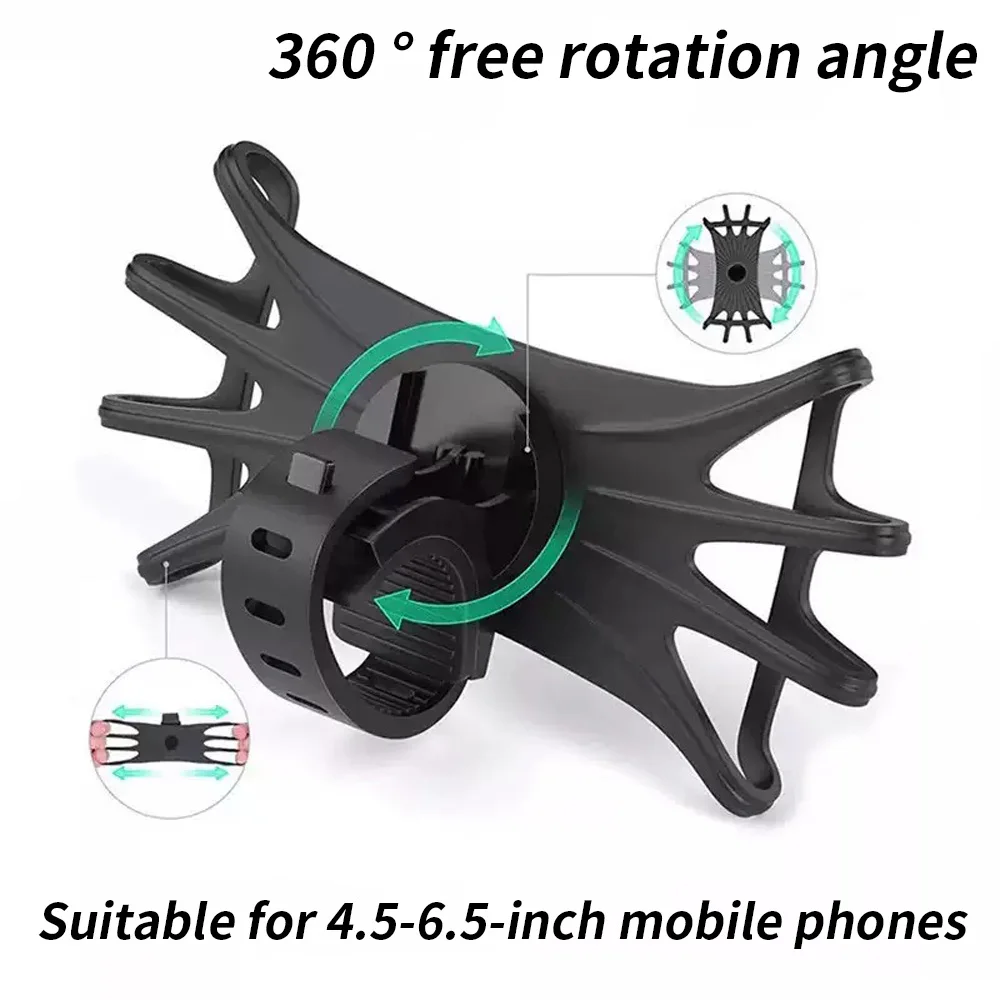 Rotating Silicone Bicycle Phone Holder for Electric Motorcycle Navigation Riding Fixed Mount for Mobile Phones