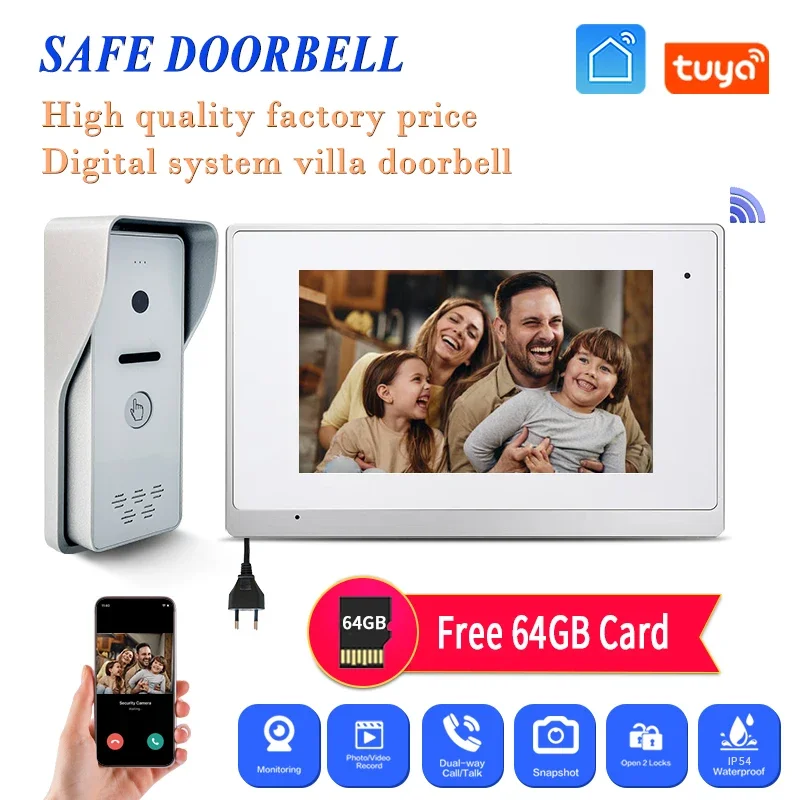 

Chinese Factory Ip Door Phone Intercom Multi Apartments Or Villas Video Door Phone 7 Inch Tuya Wifi Video Doorphone Doorbell