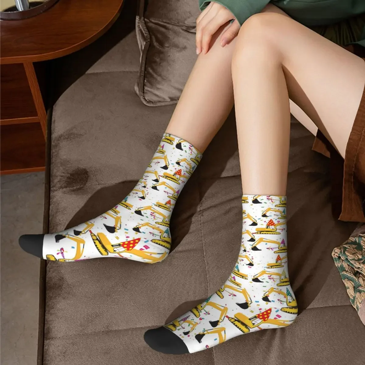 Bagger Bau LKW Party Muster Socken Harajuku super weiche Strümpfe die ganze Saison lange Socken Zubehör Unisex Geschenke