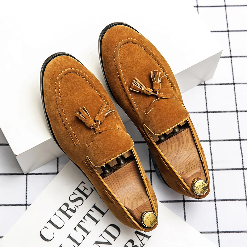 

Men Popular Tassel Shoes PU Plush Cotton Leather Casual Business Lefu Shoes Internet Red Social Shoes Size 38-48 Men Shoes