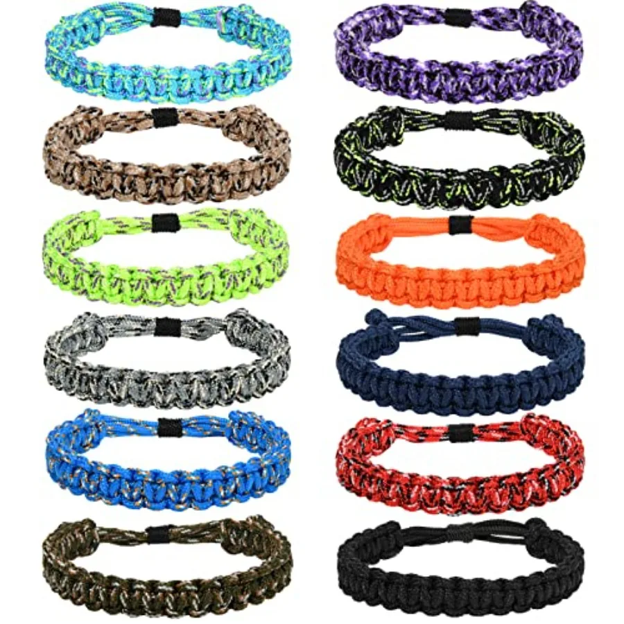 

Lorfancy 12 Pcs Paracord Bracelets for Men Boys Survival Bracelet Teen Adjustable Friendship Braided Bracelets Outdoor Camping