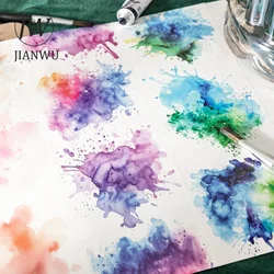 JIANWU 70mm*200cm Blooming Colors Series Vintage Watercolor Smudge  Material Collage Washi Tape Creative DIY Journal Stationery