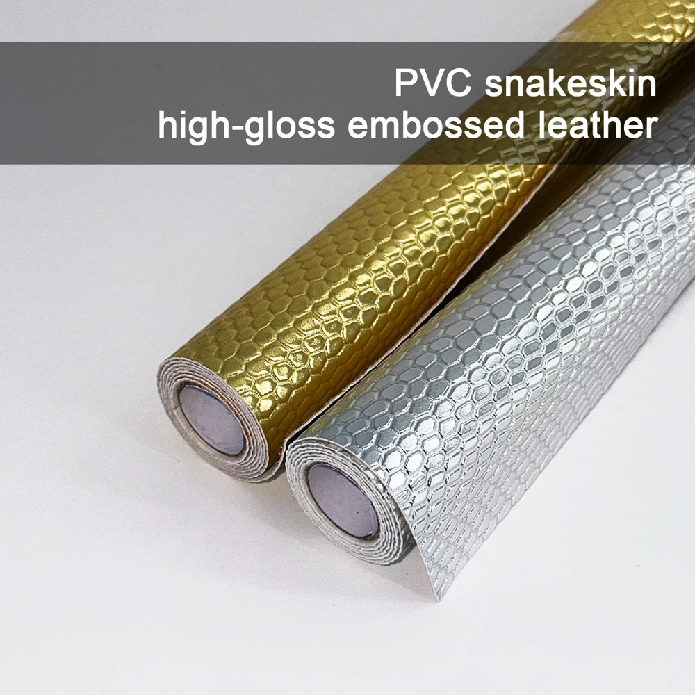 

30x68cm Glossy Snake Pattern Embossed Faux Leather 0.85mm Thick Durable Waterproof for Furniture Decoration Garment Sewing DIY