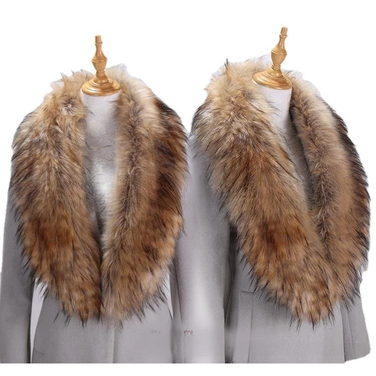 

Ladies Large Fur Collar Pelt Shoulder Wrap Cowl Neck Long Scarf Qingguo Style Korean Fashion Warm Acrylic Color