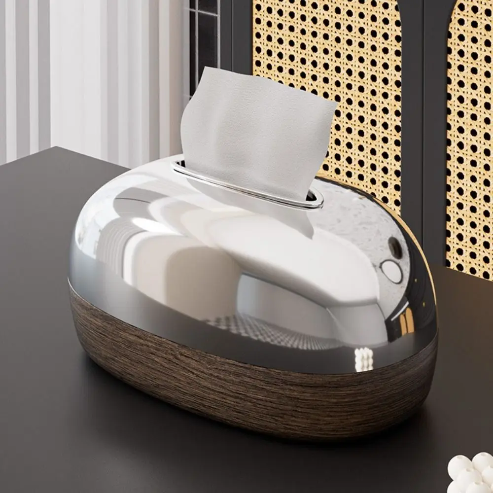 Plastic Tissue Storage Box Wood Grain Automatic Lift Paper Towel Case Minimalist Large Capacity Decorative Paper Dispenser
