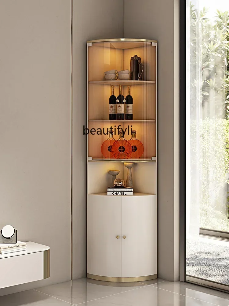

YH Y Italian-Style Light Luxury Corner Solid Wood Display Wine Cabinet Modern Minimalist Corner Storage Wall Decoration Cloakr