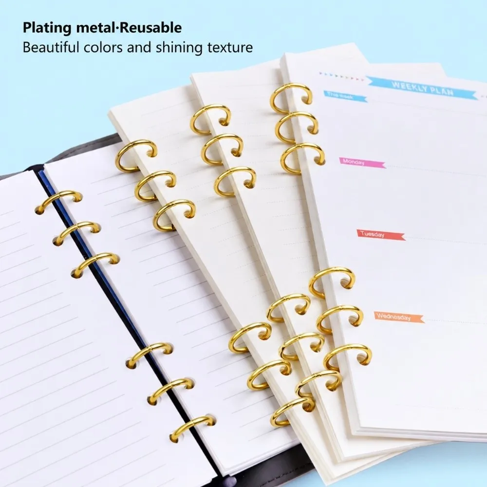 12 pcs Metal 3 Ring Binder Loop 3 Holes Circular 3 Hole Binding Ring Reusable Openable Paper Binding Loop Document Organizing