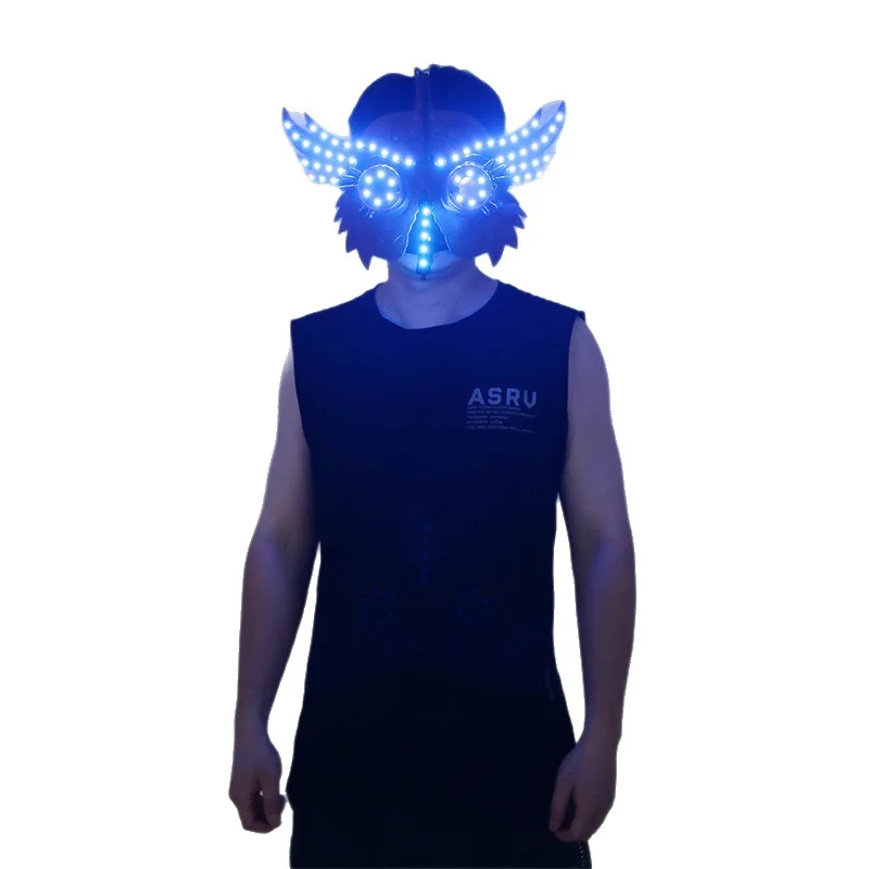 Halloween LED Light up Mask Animal Cosplay Anime Accessories Adult Men Women Nightclub Ballroom Party Dress up Wear 2025