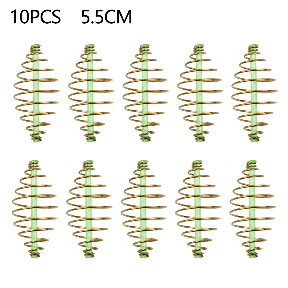 10pcs Sinker Spring Fishing Feeder Carp Сrucian Bream Bait Cage Inline Method Feeders - Tackle Trap Accessory Fishing Tool