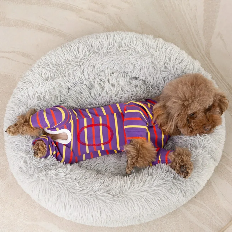 Autumn Winter Dog Clothes Cozy Striped Dog Pajamas for Small Medium Dogs Puppy Kitten Jumpsuit Pijamas Chihuahua Clothing