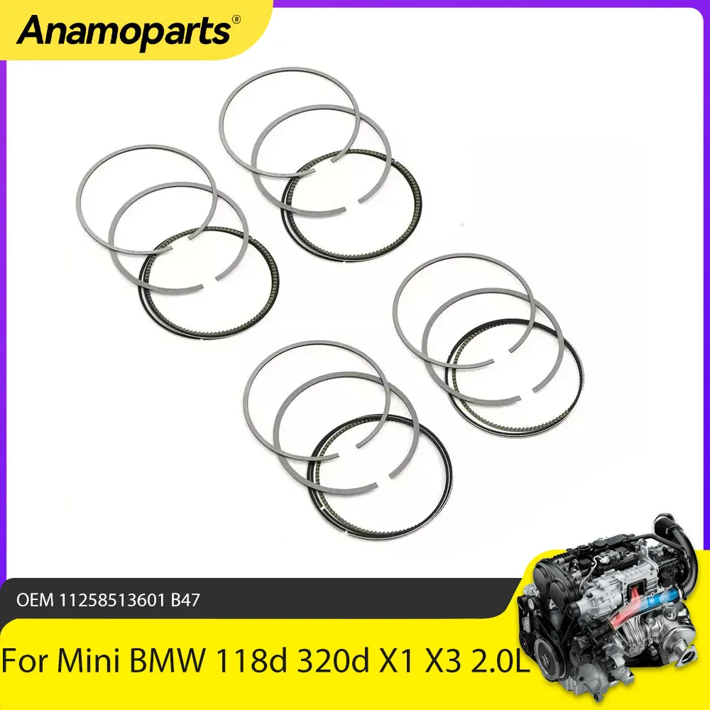 Engine Piston Rings Set Fit 2.0 L B47 For Mini Cooper BMW 120d 318d 420d 520d X1 X2 X3 F20 F25 F30 F32 F48 F55 F56 2.0L Diesel