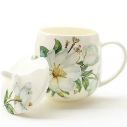 Bone China Coffee Cup Spoon Set 400ml Luxury Ceramic Mug Top-grade Porcelain Tea Cup Cafe Party Drinkware