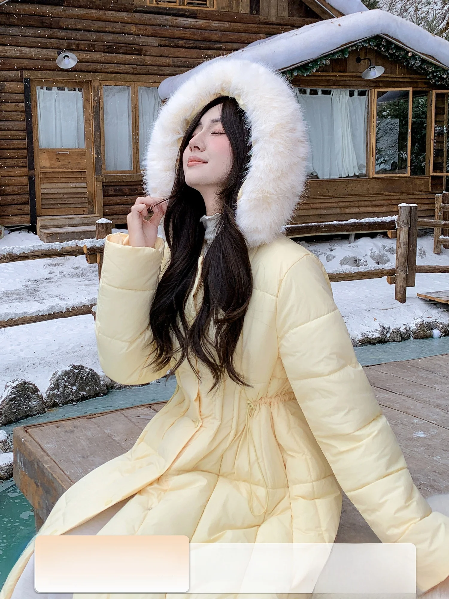 Thiened Long Cotton Jaet Women's Winter New Sle Warm Coat Big Fur Collar Padded Hooded Street Sle Pure Color U258