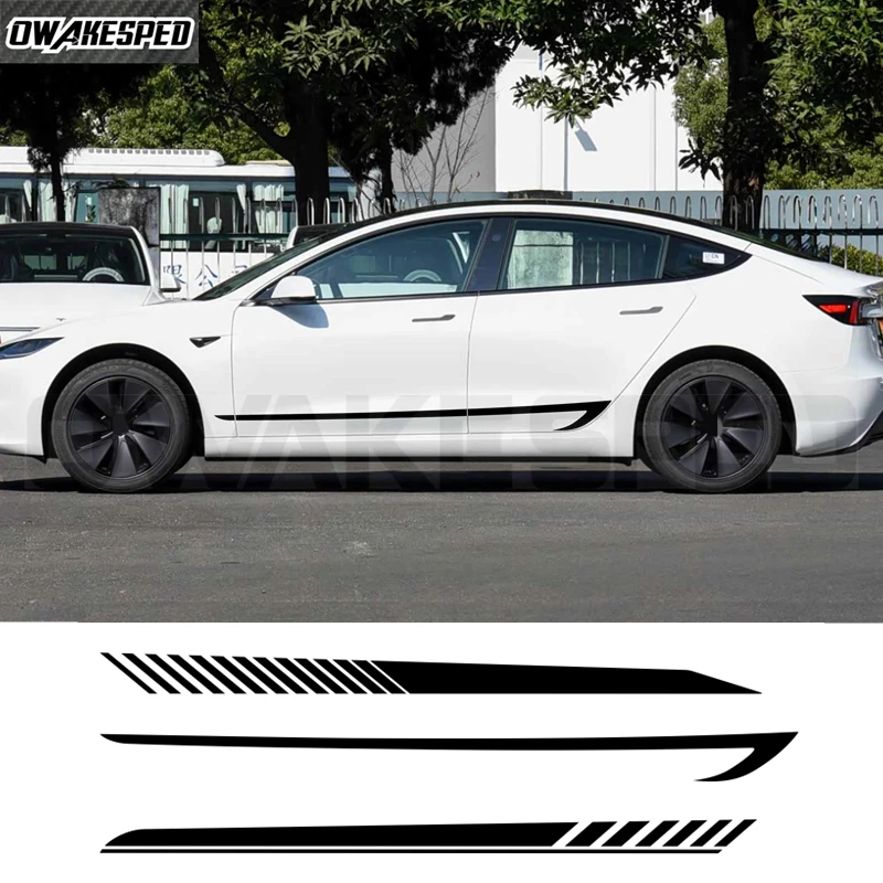

Car Vinyl Side Decals for Tesla Model 3 Body Side Sticker Stripes Racing Style Decor Decal Modification Stickers 2pcs