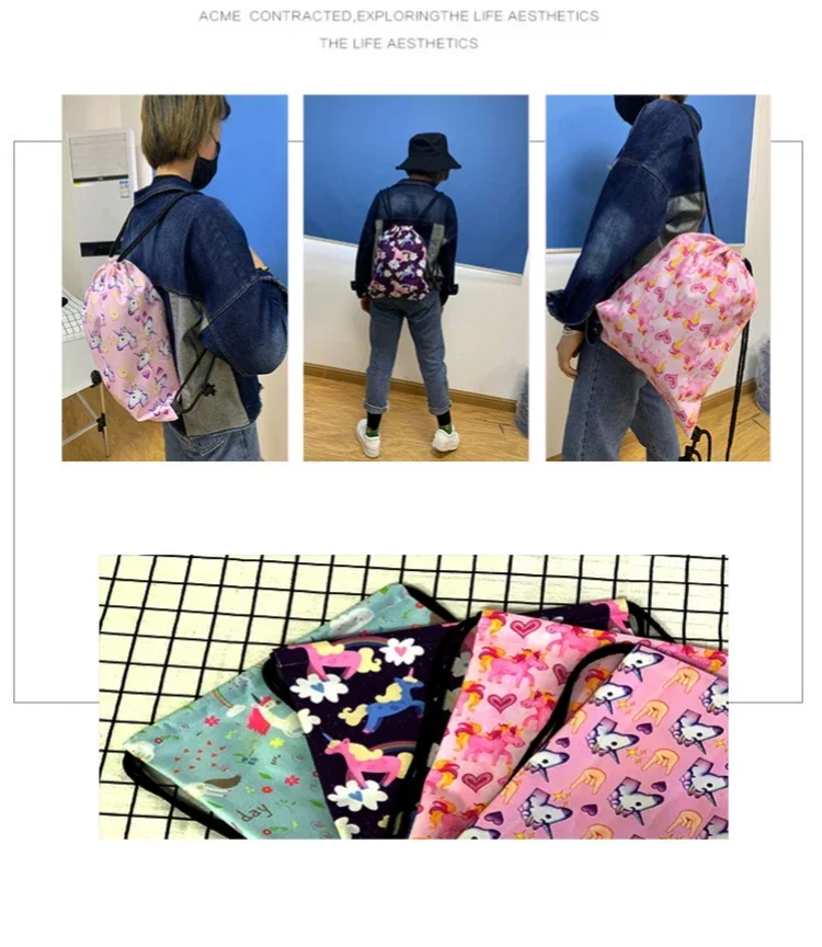 Customize Drawstring Bag Women Men Storage Bag Teenager Casual Backpack Shopping Bags Gifts Outdoor Travel Storage Bag Book Bags