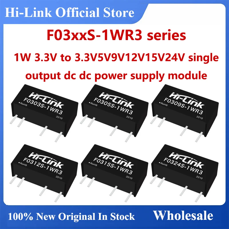 Hi-Link 10pcs/lot F0303S-1WR3 F0305S-1WR3 F0312S-1WR3 F0324S-1WR3 Small Size 1W 3.3V 5V 9V 12V 15V 24V DC DC Power Supply Module