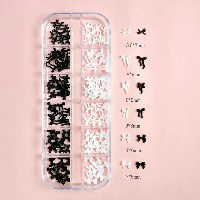 Mix Sweet Colorful Bowknot Sexy Leopard Ribbon Charms Korean Cute Bow Tie Nail Art Accessories Lovely Decorations Manicure Tools