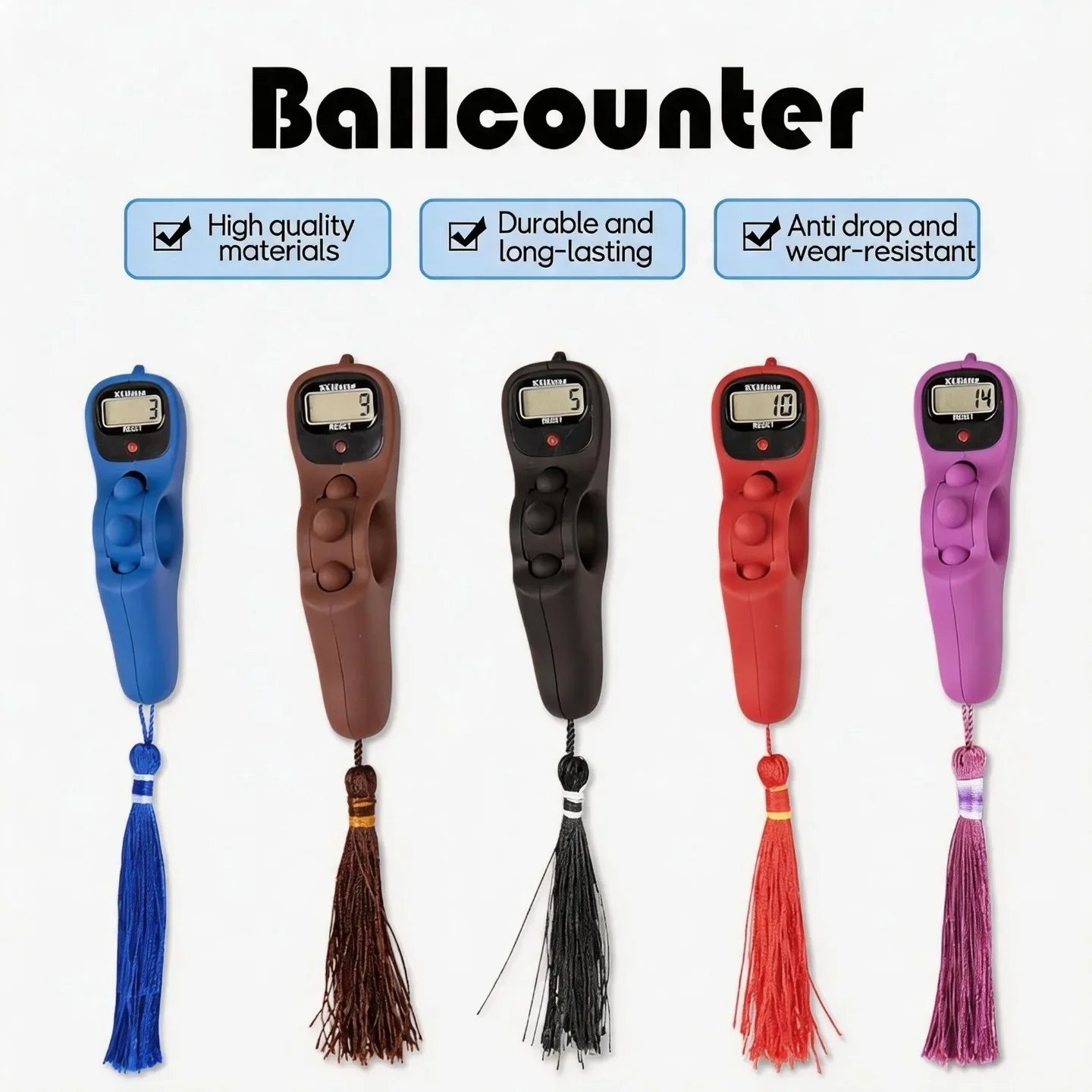 Ergonomic Finger Ring Digital Electronic Tally Counter with Tassel, Resetable LCD Hand Click Counter Multi-scene Counting Tool