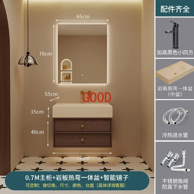

Stone Plate Hot Bending Seamless Whole Washbin Bathroom Cabinet Combination Bathroom Table Wash Basin