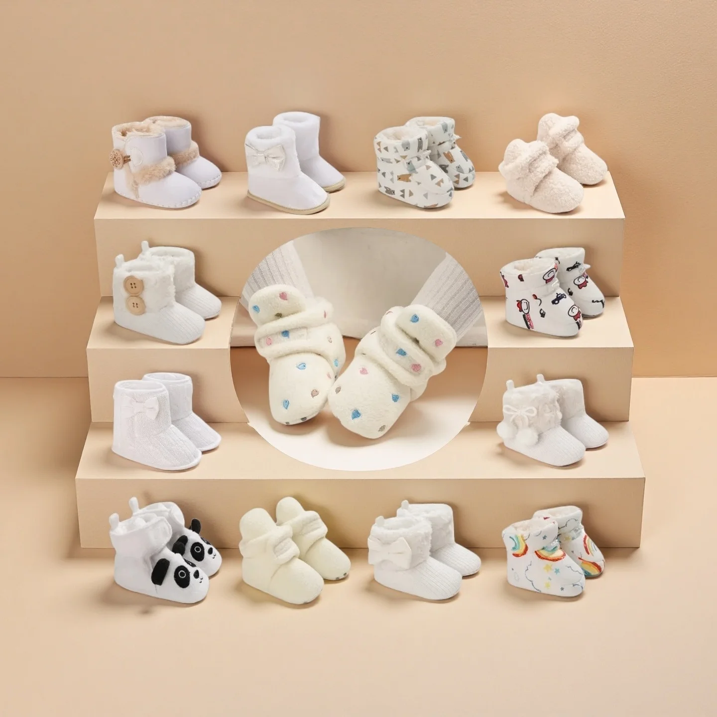 

Winter Baby Cute Shoes White Boys and Girls Walking Shoes Pre school Comfortable Soft 0-18M Newborn Warm Knitted
